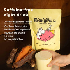 KimlyParc iced sweet potato latte over ice illustrating refreshing creamy beverage option