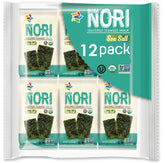 KIMNORI front box showing 12 sea salt packs and freshness