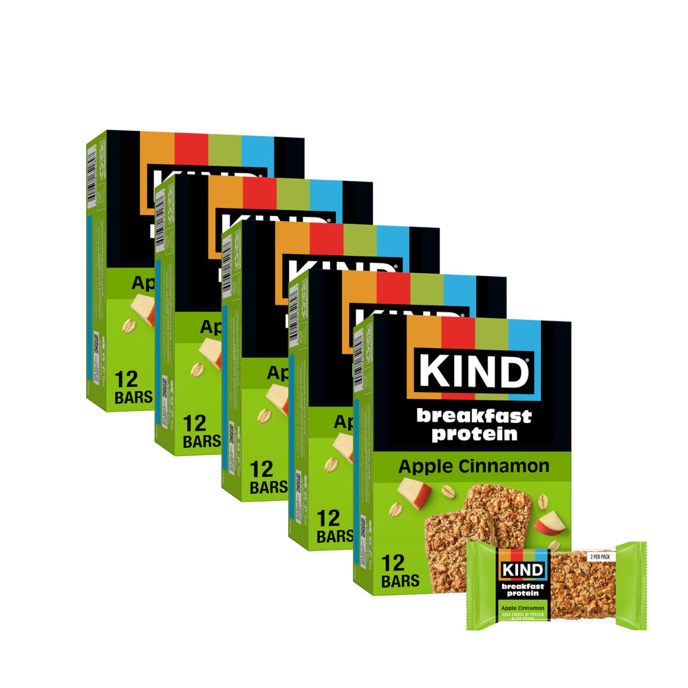 KIND front packaging showing apple cinnamon flavor and benefits