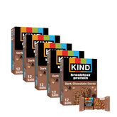KIND Breakfast packaging front showing two-bar packs and dark chocolate benefit