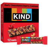 KIND front packaging showing dark chocolate cherry cashew bars for easy choice