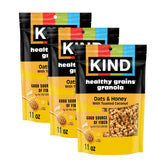 KIND front packaging showing Healthy Grains oats honey coconut, convenient grab-and-go