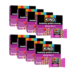 KIND front packaging showing mixed berry bars and whole grain benefit