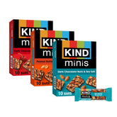 KIND pack front view showing three mini bar flavors and clear branding, convenient variety