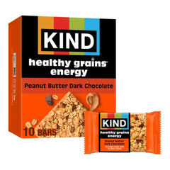 KIND front packaging of peanut butter dark chocolate bars showing count and branding for quick grabs