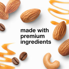 KIND zero caramel mocha bag open in hand indicating portability and resealable freshness
