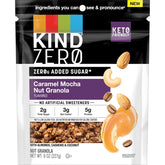 KIND zero caramel mocha nut front packaging showing label and resealable bag benefit