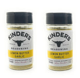 KINDER'S front packaging of lemon butter garlic two-bottle set showing label and benefits