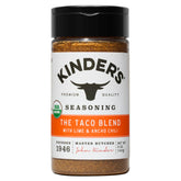 Kinder's bottle front view showing organic taco blend for pantry convenience