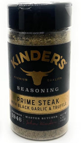 KINDER'S front bottle showing label and benefits for quick seasoning