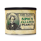 King Floyd's front tin showing spicy jalapeno label and resealable lid, great for gifting