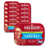 King Oscar front packaging showing 12-pack, convenient pantry staple