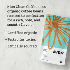 Kion clean coffee bean close-up highlighting texture and freshness benefit