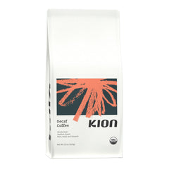 Kion front packaging showing organic decaf and medium roast benefits