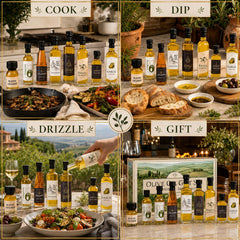 Kiri & Sons pouring blood orange oil over salad for bright citrus finish