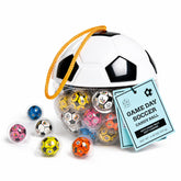 Kiri & Sons soccer jar front view showing colorful gummies and sporty design for party impact