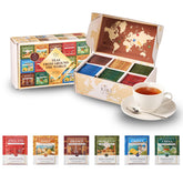 Kiri & Sons world map box front showcasing global tea assortment and attractive gifting