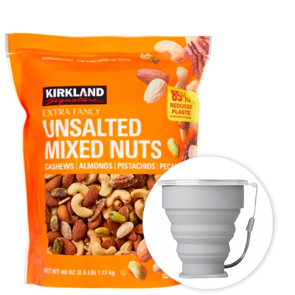 MORALZA shows Kirkland mixed nuts front packaging with large supply benefit