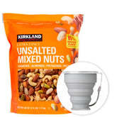 MORALZA shows Kirkland mixed nuts front packaging with large supply benefit
