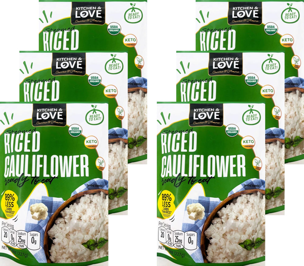 Kitchen & Love front packaging showing six 8 oz pouches and convenience benefit
