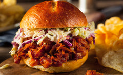 Kitchen & Love open pouch revealing fully cooked jackfruit ready to heat