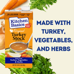 Kitchen Basics turkey stock close-up surface showing natural color and savory depth