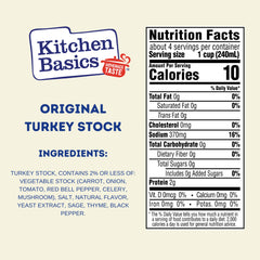 Kitchen Basics turkey stock pour action into pot demonstrating easy use and control