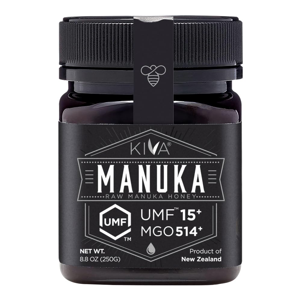 Kiva front packaging showing UMF 15+ label and authentic jar benefit verification