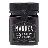 Kiva front packaging showing UMF 15+ label and authentic jar benefit verification
