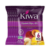 Kiwa front packaging showing six-pack and vibrant vegetable chips benefits convenience