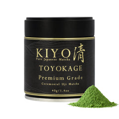 Kiyo Matcha front can showing brand and premium label for freshness