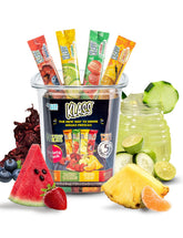 Klass Aguas Frescas front box showing 44-stick variety and travel convenience