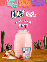 Klass Aguas Frescas resealable pouch detail showing easy storage benefit