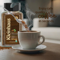 Kleinhaus being poured into cup with hot water for quick brew