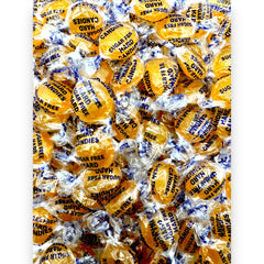 KLUB BULK several unwrapped butterscotch pieces on a table for portion view