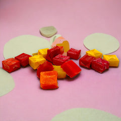 KLUB BULK scattered cherry strawberry lemon orange chews showing variety benefit