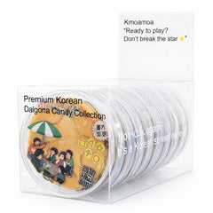 KMOAMOA front packaging showing 10-pack and authentic Korean dalgona candy benefits convenience