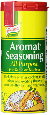 Knorr Aromat front packaging showing label and 3 oz shaker for pantry convenience