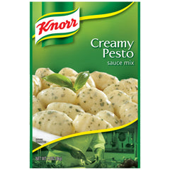 Knorr front packaging showing sachet and quick creamy pesto benefit