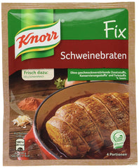 Knorr front packaging showing Schweinebraten mix and easy roast preparation benefit