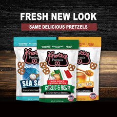 Knotty Pretzels open bag with pretzels served in bowl illustrating easy sharing