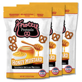 Knotty Pretzels front packaging showing honey mustard flavor and freshness