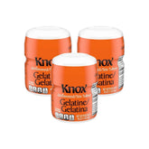 Knox unflavored gelatin front canister showing label and size, reliable pantry supply