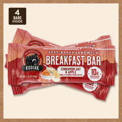Kodiak Cakes bar held in hand showing size and grab-and-go convenience