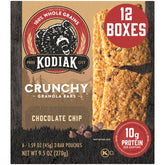 Kodiak Cakes front packaging showing chocolate chip bars and whole grains benefit