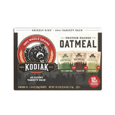 Kodiak Cakes front pack view showing variety pack and quick whole-grain benefit