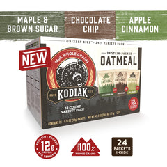 Kodiak Cakes maple & brown sugar packet closeup showing texture and protein boost