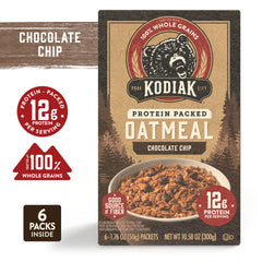 Kodiak Cakes close-up of packet contents with chocolate chips for tasty protein boost