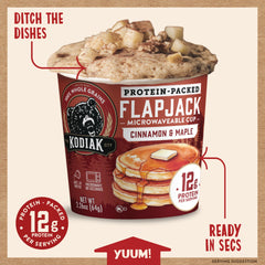 Kodiak Cakes prepared pancake in a mug showing fast microwave convenience