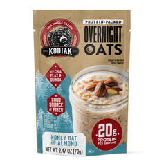 Kodiak Cakes open pouch poured into bowl showcasing oats and seeds for quick prep
